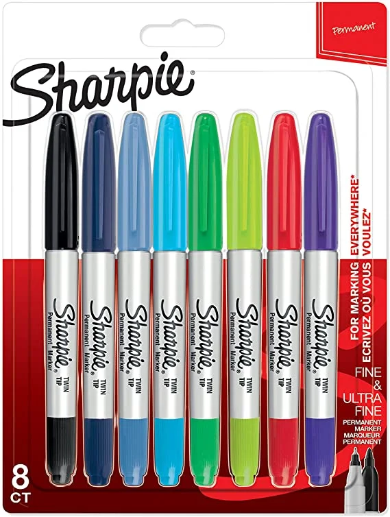 Sharpie Permanentmarker Twin Tip Verschied.Farben 8er Blister