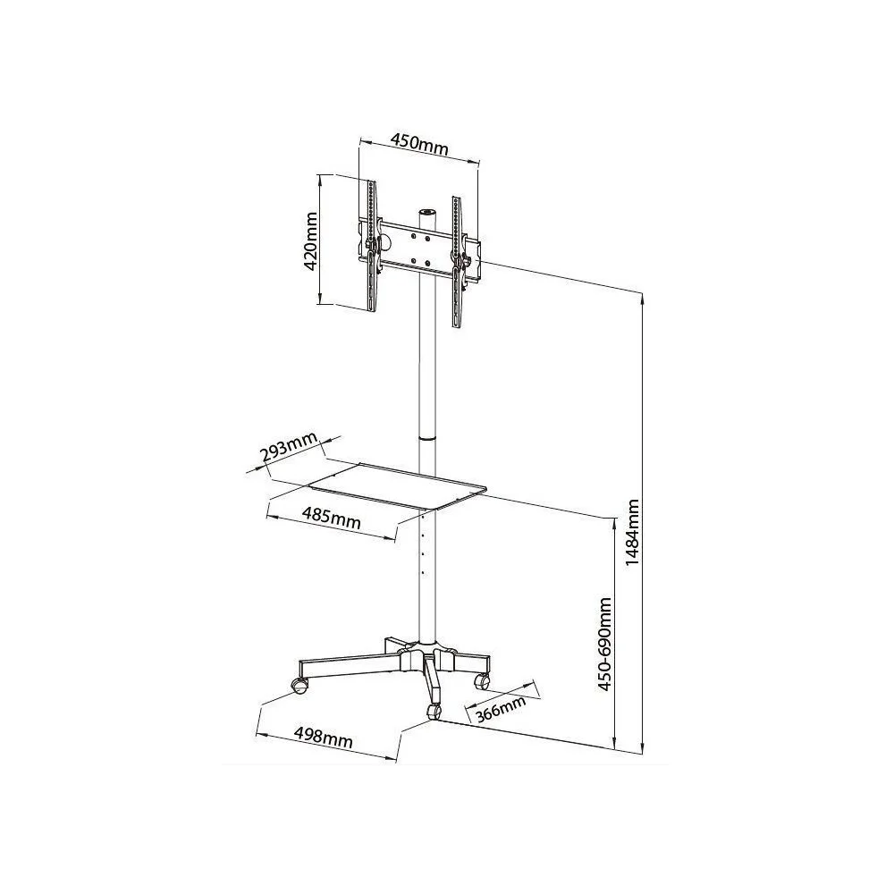 Techly Tv Wagen/Trolley, 23"-55" Lcd/Led Tv