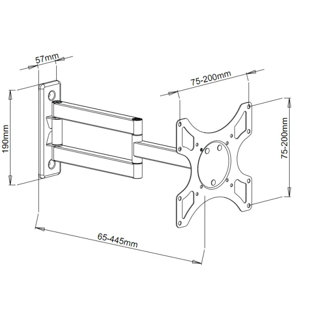 Techly 19-37  Wall Bracket For LED Lcd Tv Tilt 3 Joints Black  Ica-Lcd 2903