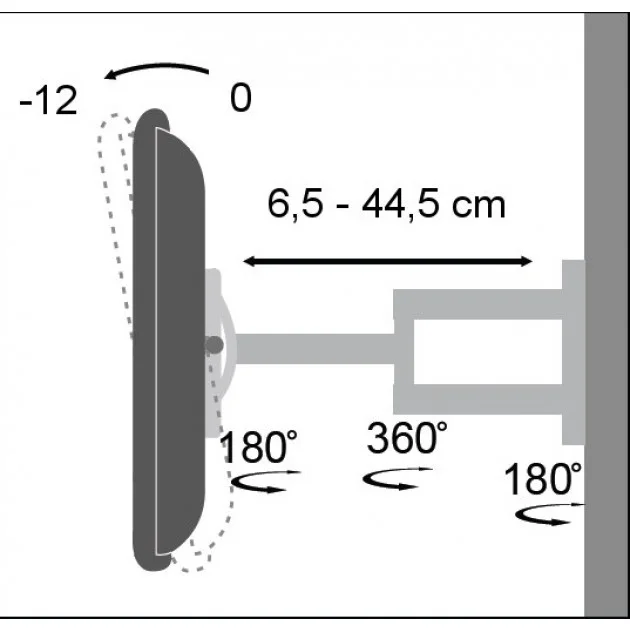 Techly 19-37  Wall Bracket For LED Lcd Tv Tilt 3 Joints Black  Ica-Lcd 2903