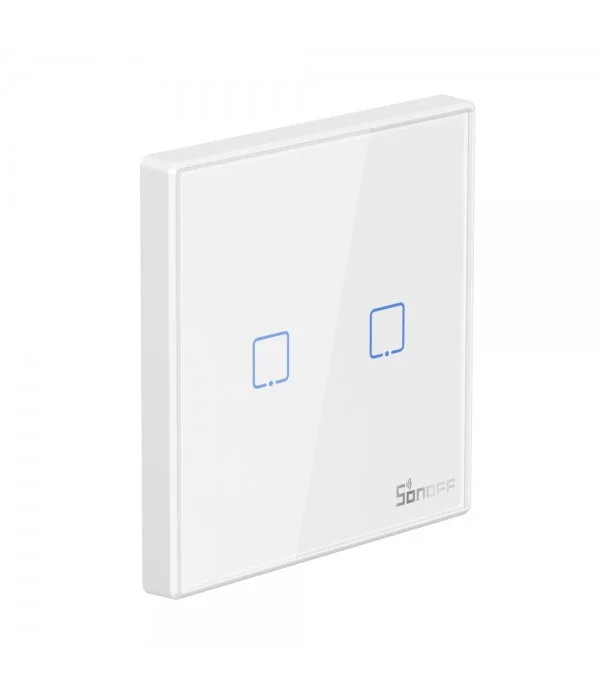 Comando Switch 2 Canais Smart Rf Touch de Superf&iacute;cie Autocolante - Sonoff T2eu2c-Rf