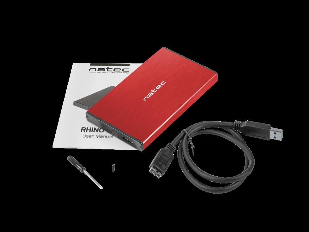 Natec HDD Enclosure Rhino Go (Usb 3.0  2.5   Red)