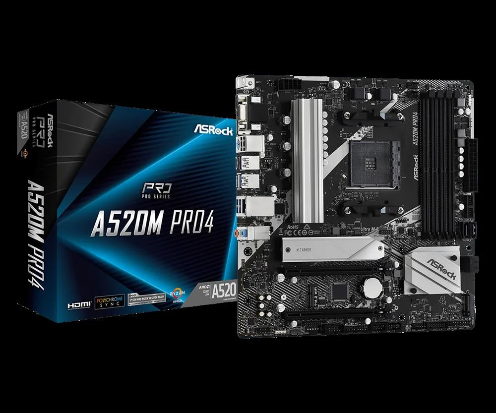Asrock A520m Pro4 Z&oacute;calo Am4 Micro Atx