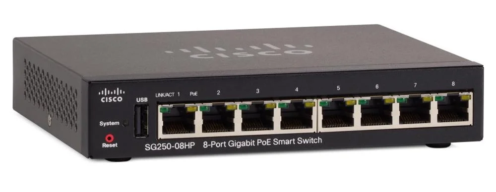 Cisco Sg250-08hp Managed L2/L3 Gigabit Ethernet (.