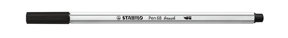 STABILO PEN 68 BRUSH, M&Eacute;DIO, PRETO, PONTA DO MARC.