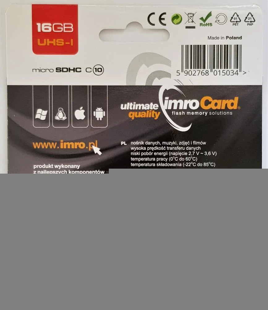 Imro 10/16g Uhs-I Memory Card 16 Gb Microsdhc Cla.