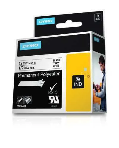 Dymo 18483, Preto Sobre Branco, Multicor, Poli&eacute;st.