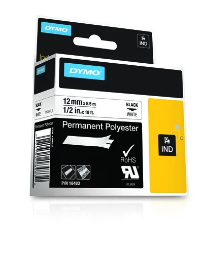 Dymo 18483, Preto Sobre Branco, Multicor, Poli&eacute;st.