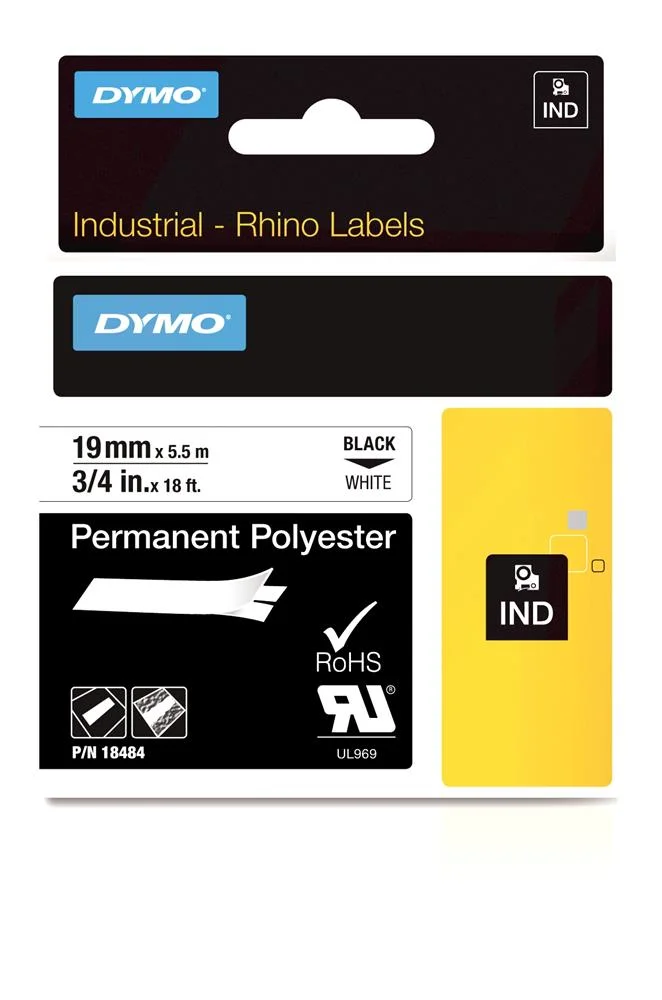 Dymo 18484, Preto Sobre Branco, Multicor, Poli&eacute;st.