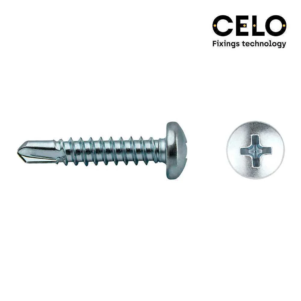 Caixa 500 Unid. Ponta Broca Cabe&ccedil;a de Queijo (Rosca da Placa) Philips Din/Ref 7504n &Oslash;3,9x13mm Zincad
