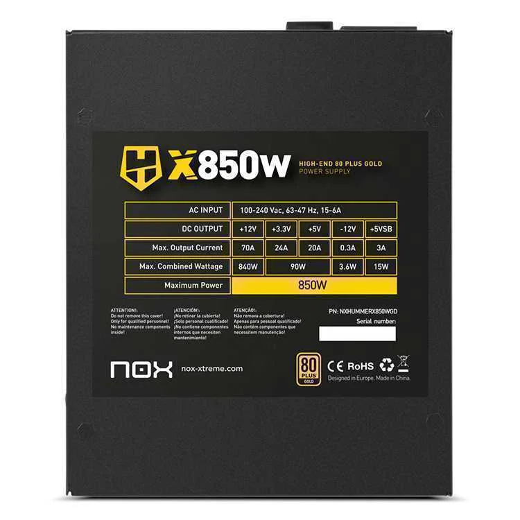 Fonte de Alimenta&ccedil;&atilde;o NOX HUMMER X 850 W