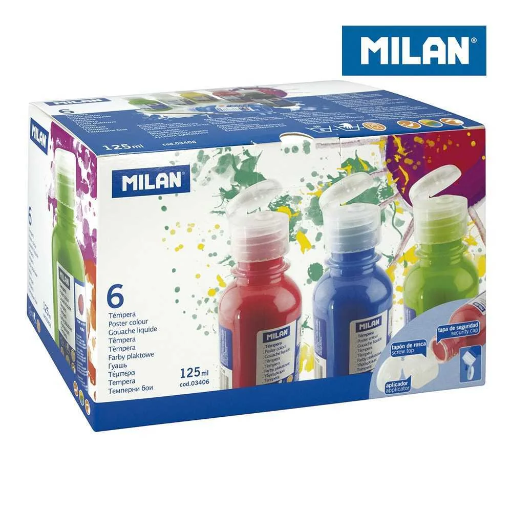 Caixa De 6 Garrafas 125ml De T&ecirc;mpera Cores Sortid.