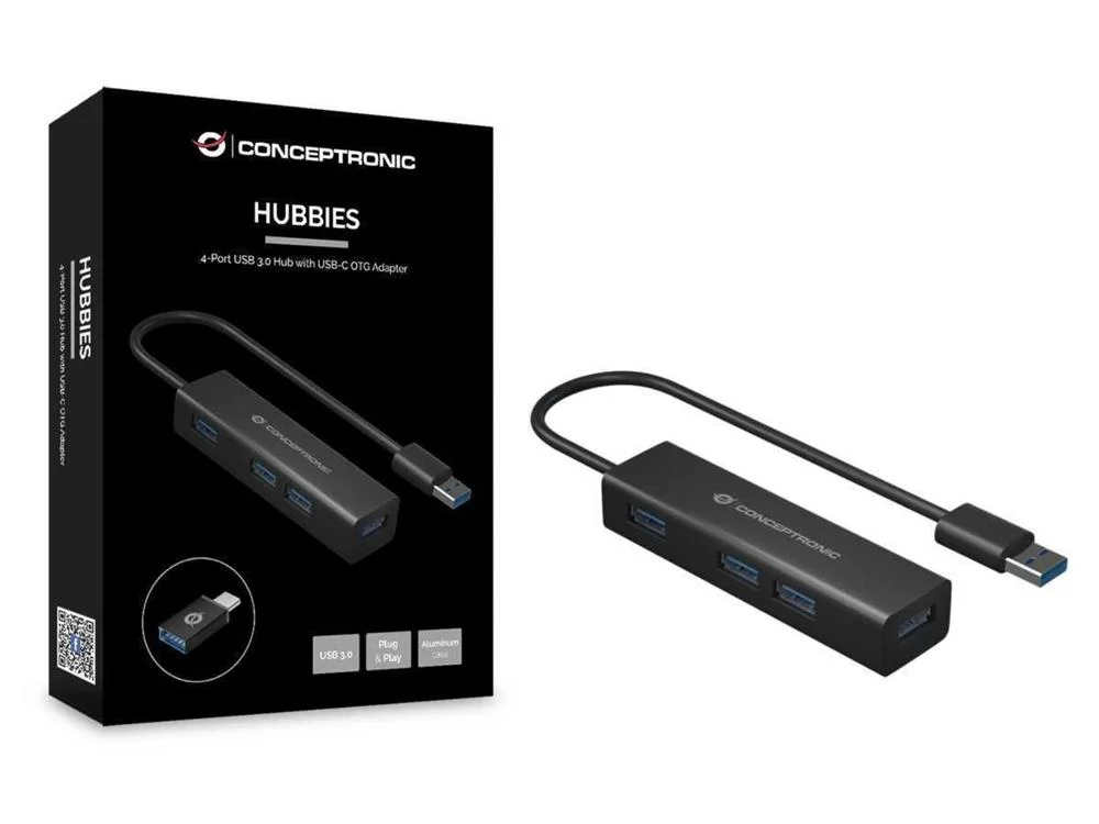 Hubbies 4-Port-Usb 3.0-Hub Und Otg-Adapter Fur Us.