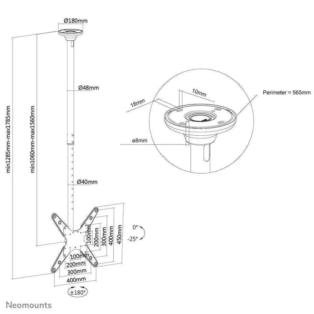 Neomounts Deh 32"-75" 1tft Schwarz  Max.50kg
