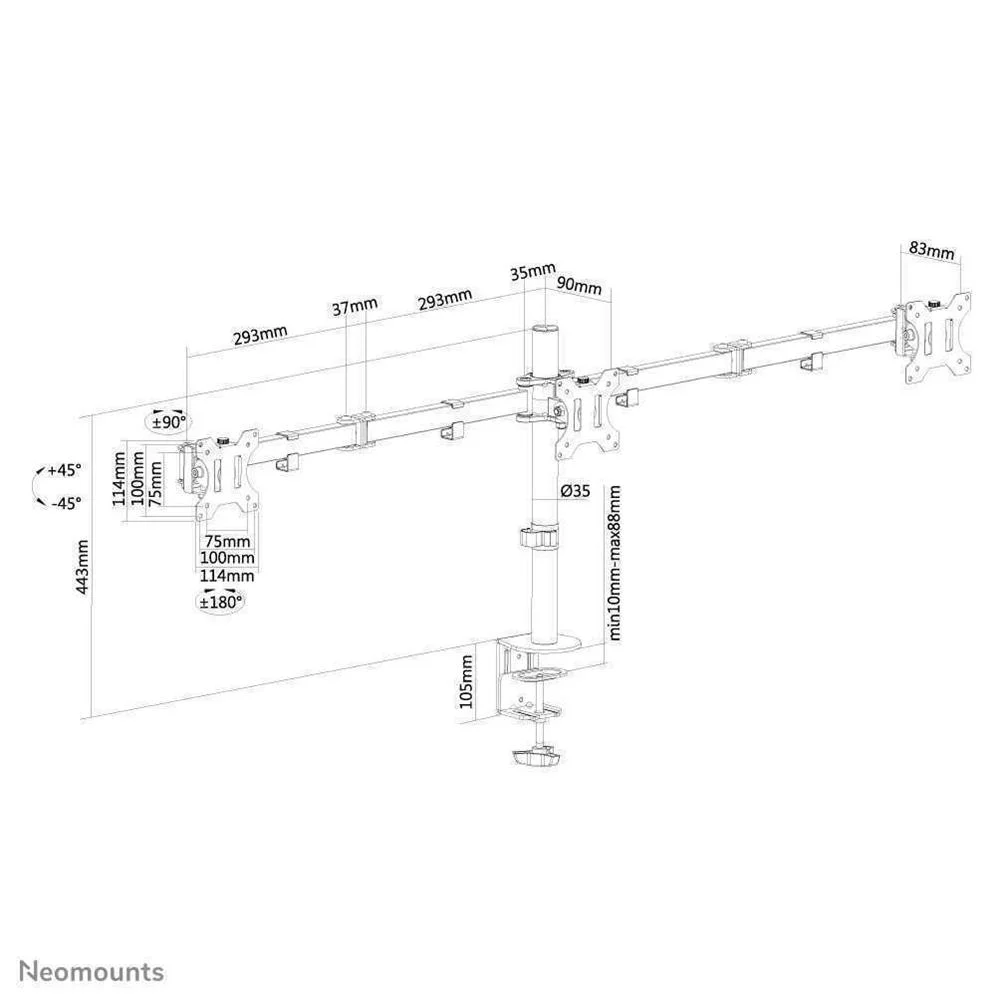 Soporte Tv Neomounts Fpma-D550d3black     10-27" .