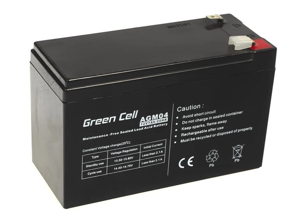 Green Cell Agm Vrla 12v 7ah Maintenance-Free Battery For Ups Units
