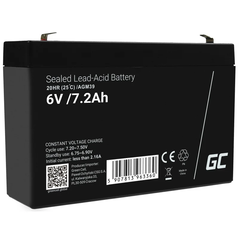 Battery Agm Vrla Green Cell 6v 7.2ah