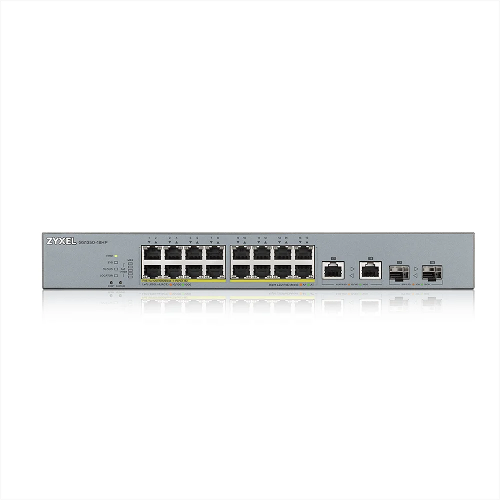 Zyxel Switch 18x Ge Gs1350-18hp  Poe Long Range 250w Managed