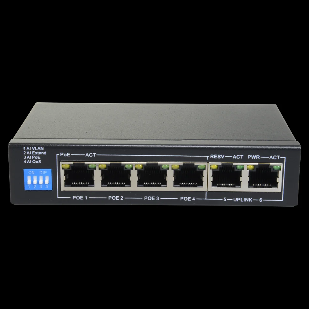 Switch Poe - 4 Portas Poe + 2 Uplink Rj45 - Velocidade At&eacute; 100 Mbps em Todas As Portas - At&eacute; 60w No 