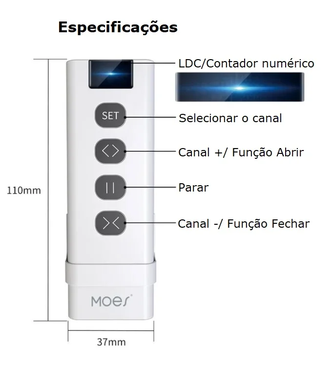 Comando para Persiana 9 Canais Rf 433mhz
