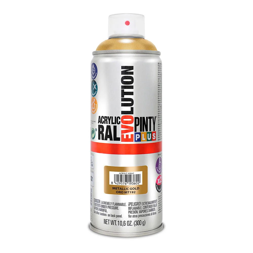 Tinta em Spray Pintyplus Evolution Mt192 Metalizado 400 Ml Ouro 