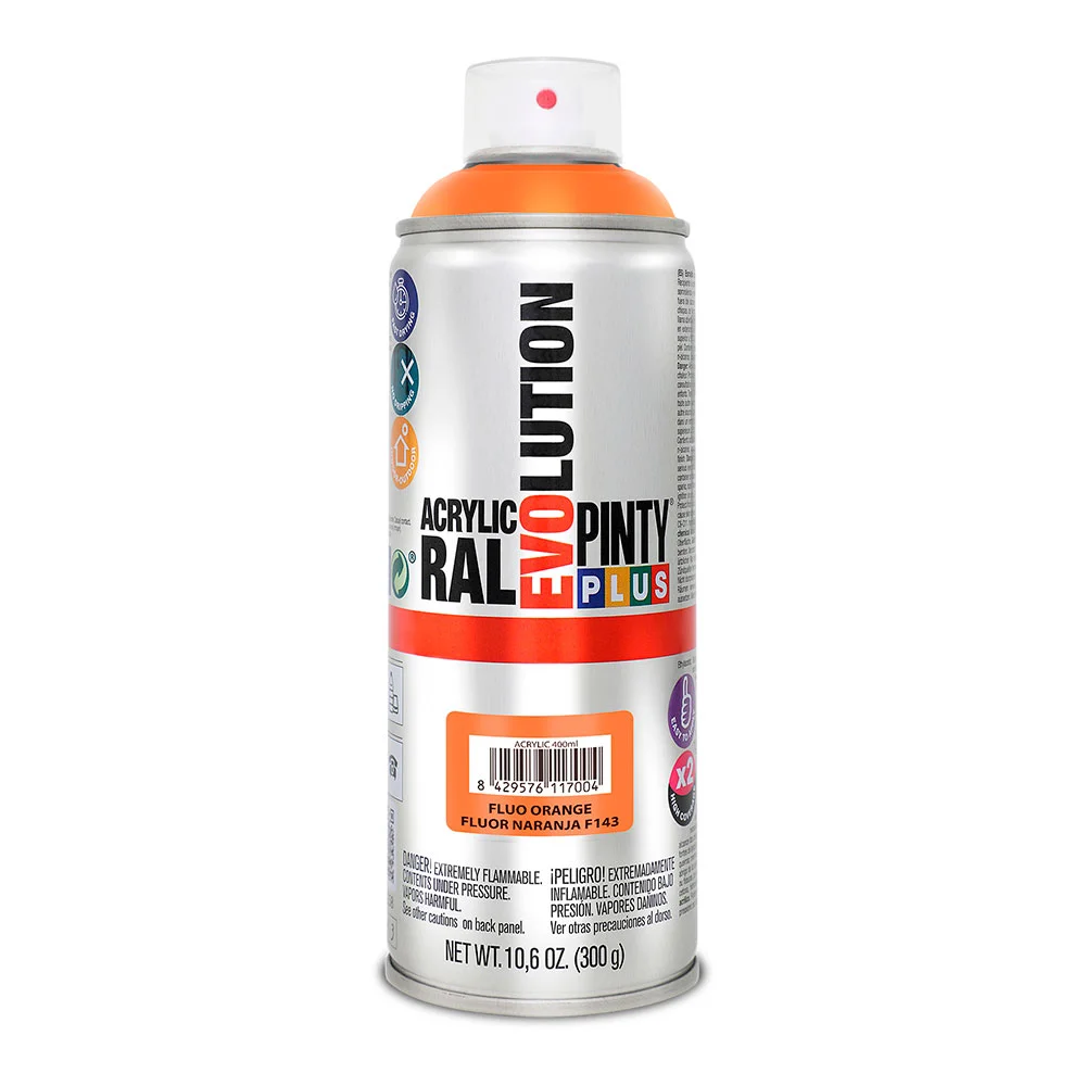 Tinta em Spray Pintyplus Evolution 520cc Fluor. Laranja F143