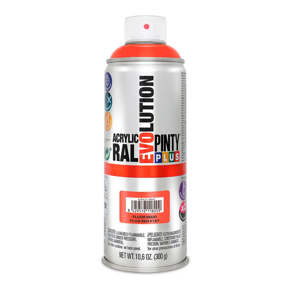 Tinta em Spray Pintyplus Evolution 520cc Fluor.Vermelho F107