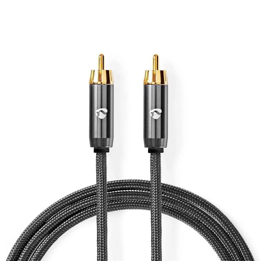 Cabo Do Subwoofer Rca Macho - Rca Macho Cinza.