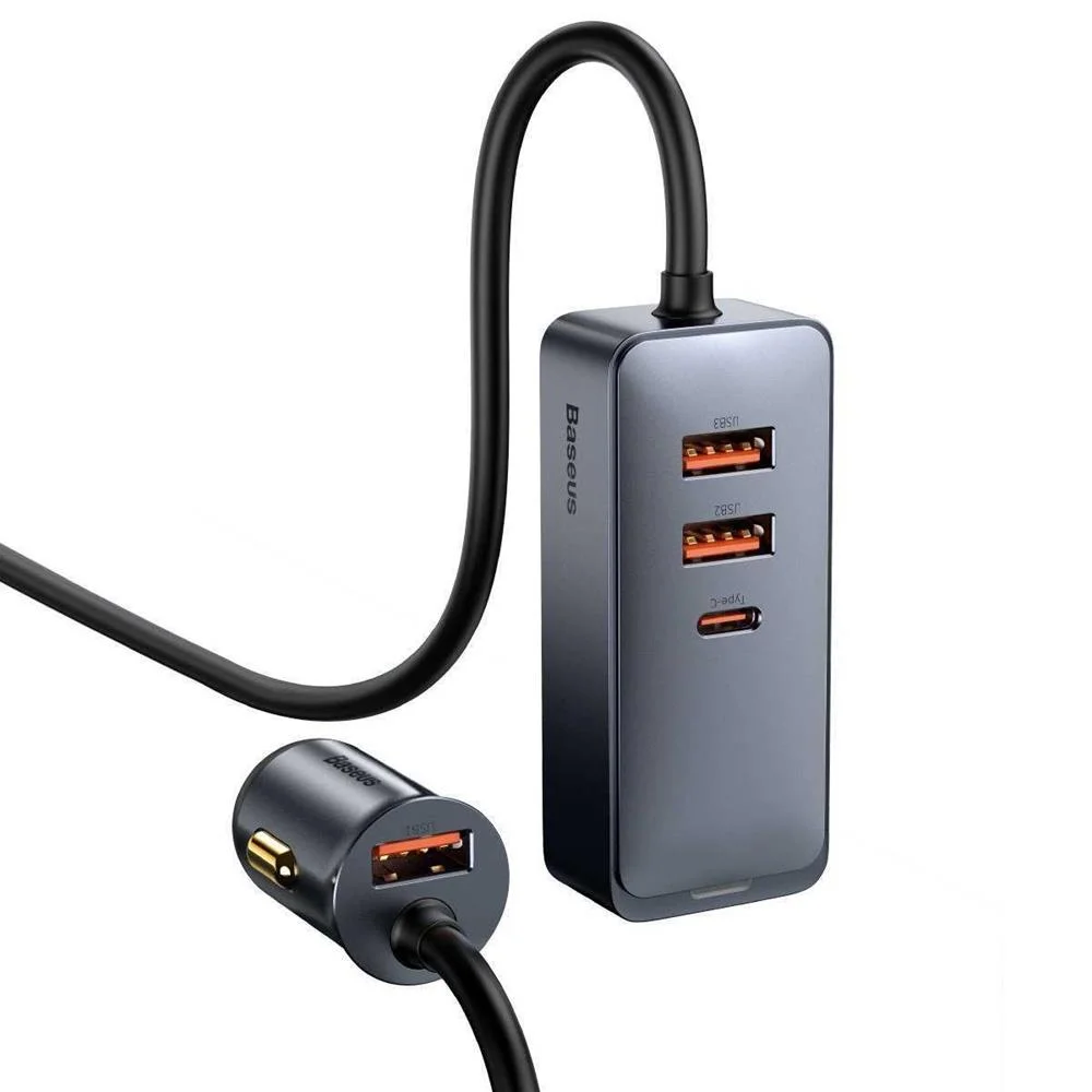 Nab&iacute;jecka do Auta Baseus Share Together S Prodluovac&iacute;m Kabelem, 3x Usb, Usb-C, 120w (ed&aacute;)