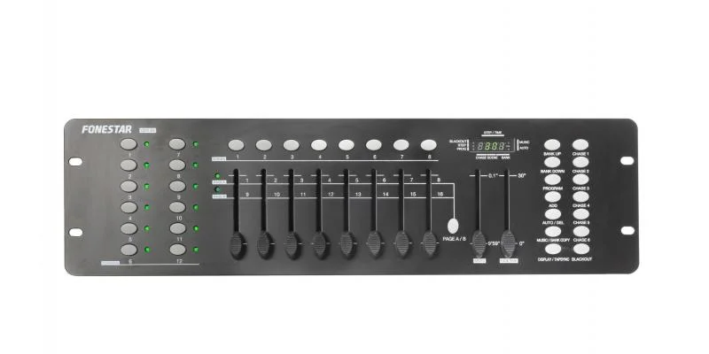 Controladora Dmx 512 de 192 Canais. Controlo Independente de 12 Lumin&aacute;rias com At&eacute; 16 Canais.