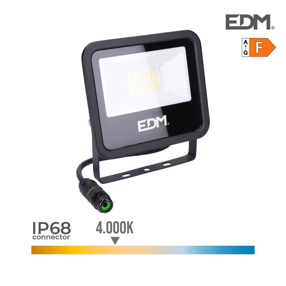 Projetor LED 50w 4000lm 4000k Luz Dia Black Series 19,2x17,5x2,9cm Edm