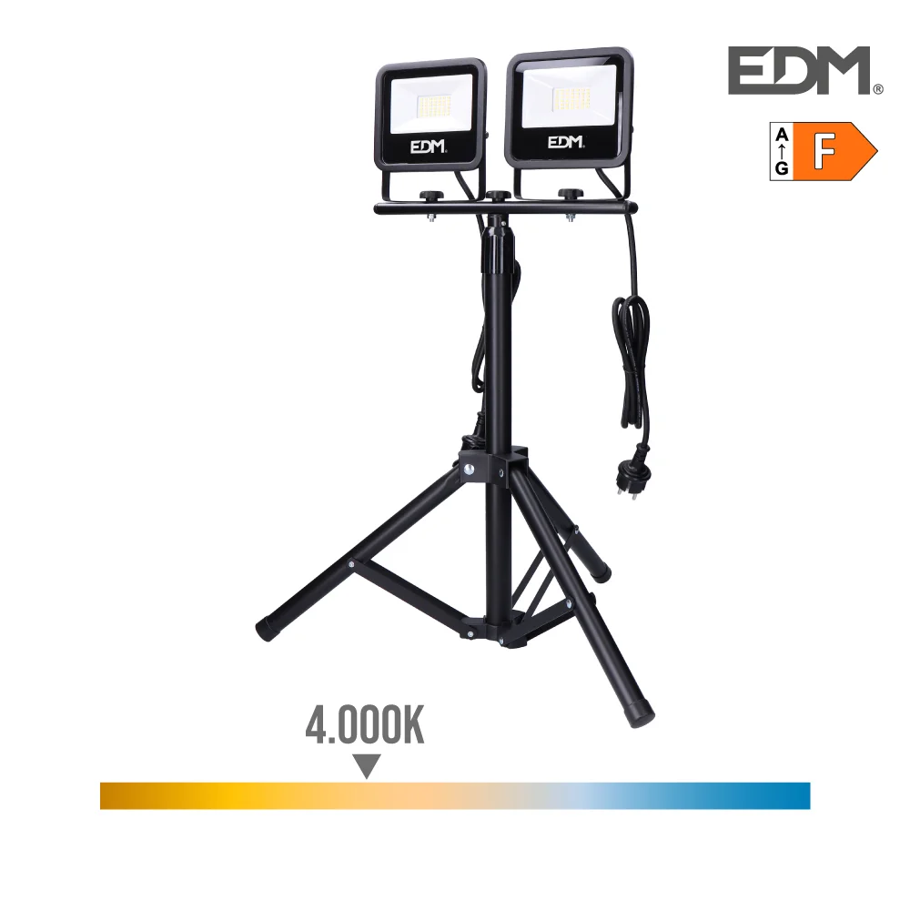 Projetores LED com Trip&eacute; 2x30w 2x2370lm 4000k Luz Dia Black Series Edm