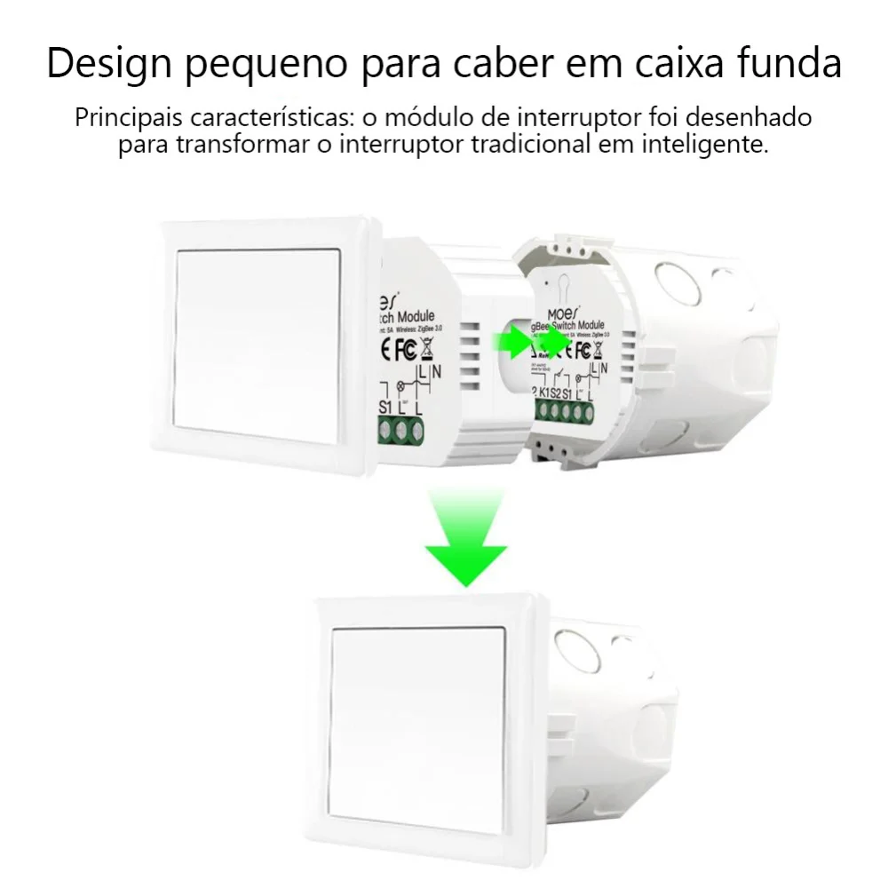 M&oacute;dulo 1 Canal Sem Necessidade de Neutro Zigbee