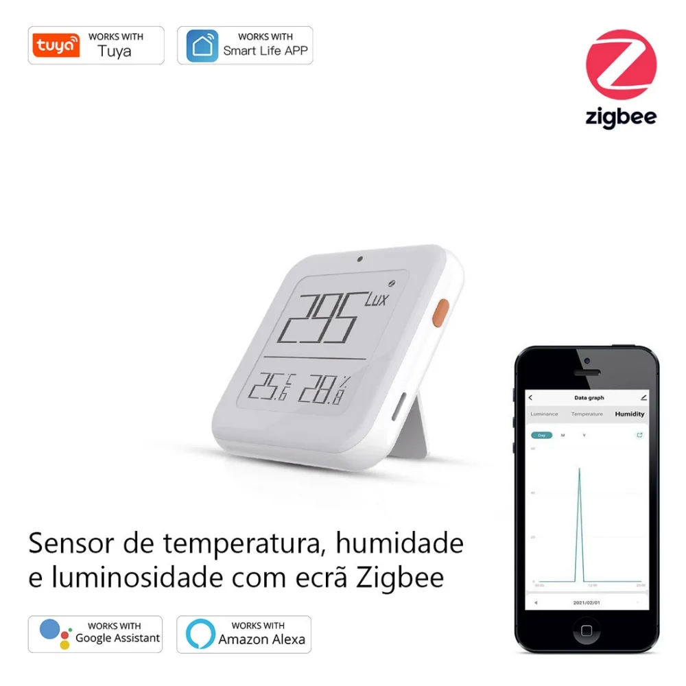 Sensor de Temperatura, Humidade e Luz com Ecr&atilde;
