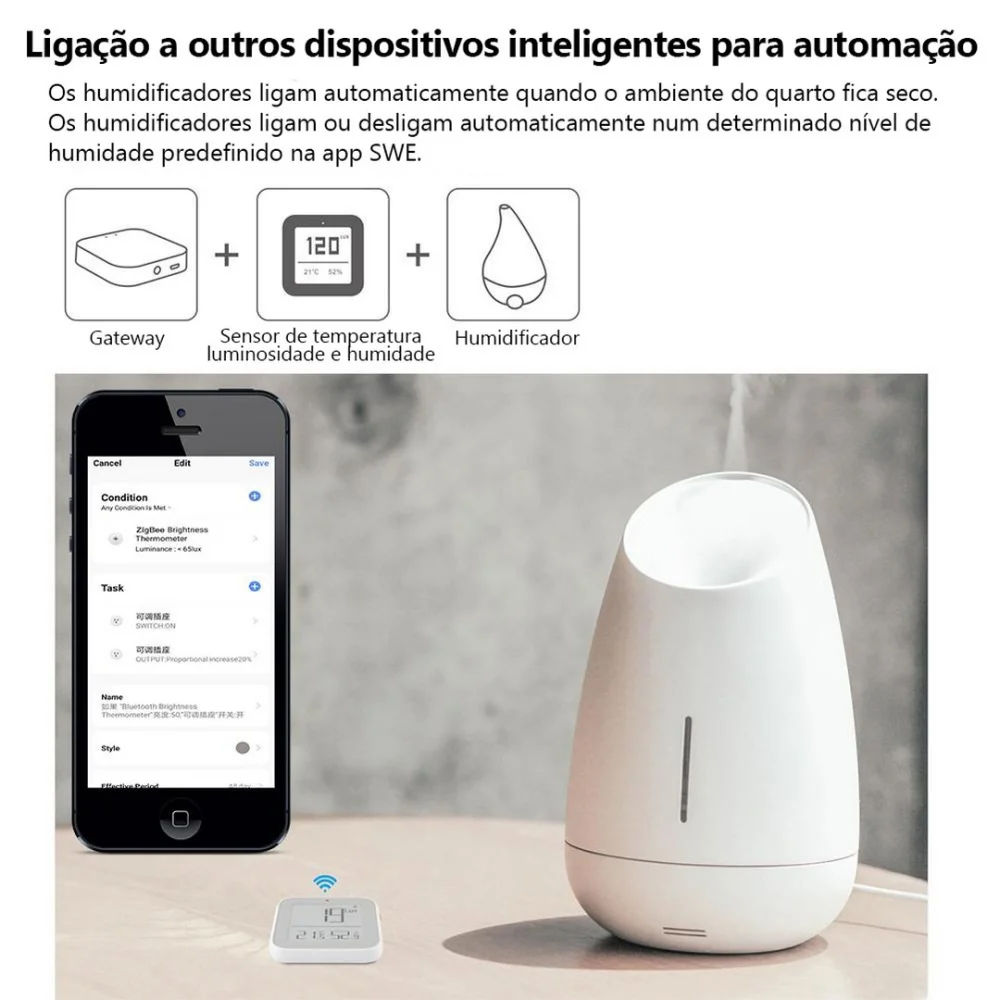 Sensor de Temperatura, Humidade e Luz com Ecr&atilde;