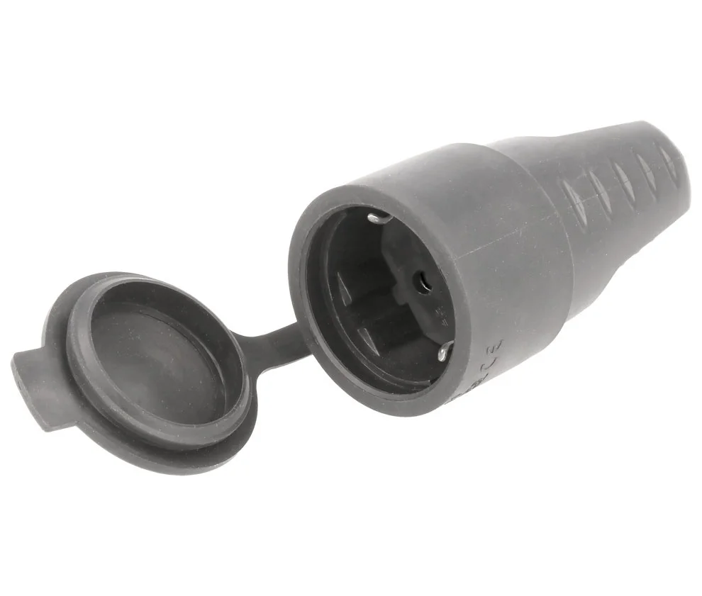 Tomada de Rede F&ecirc;mea Schuko Exterior Ip44, Preto