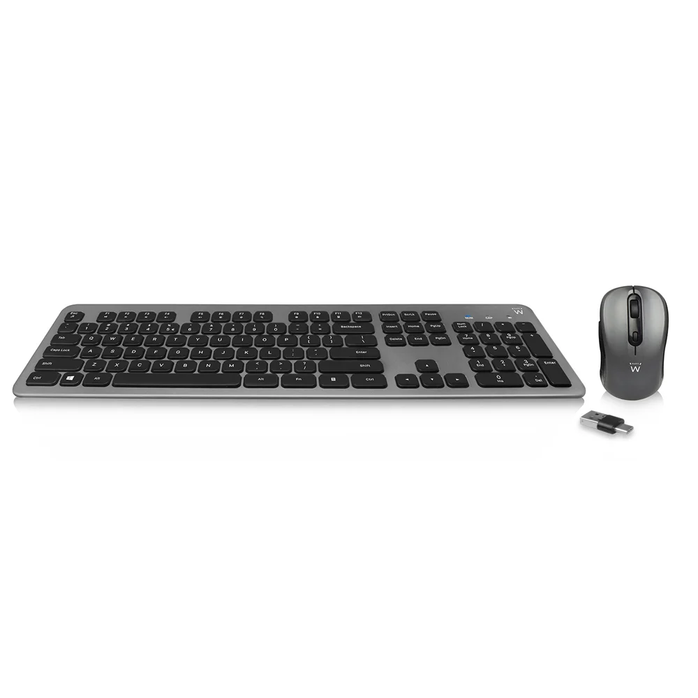 Ewent Kit Teclado & Rato Wireless Silent Cinza Titanio