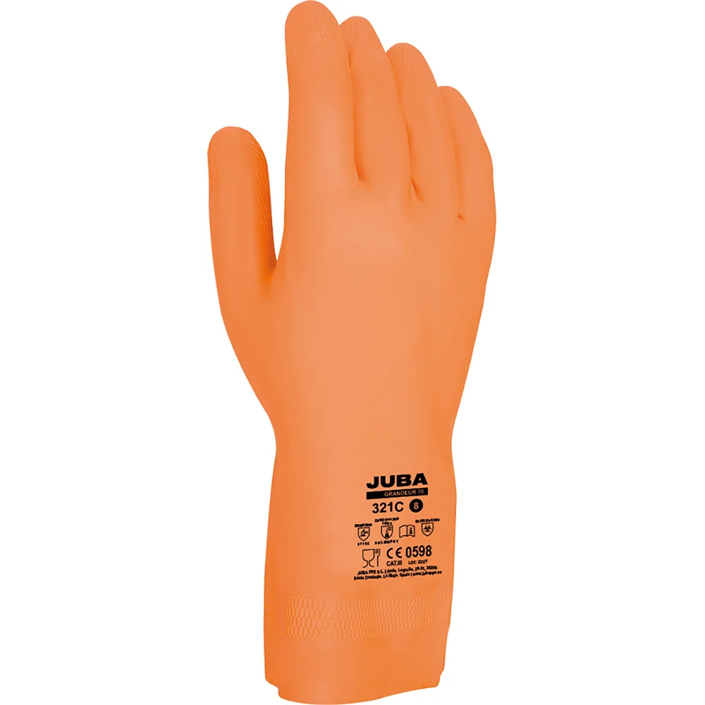 Luvas de Trabalho Latex/Neopreno Laranja Tamanho 6 Juba