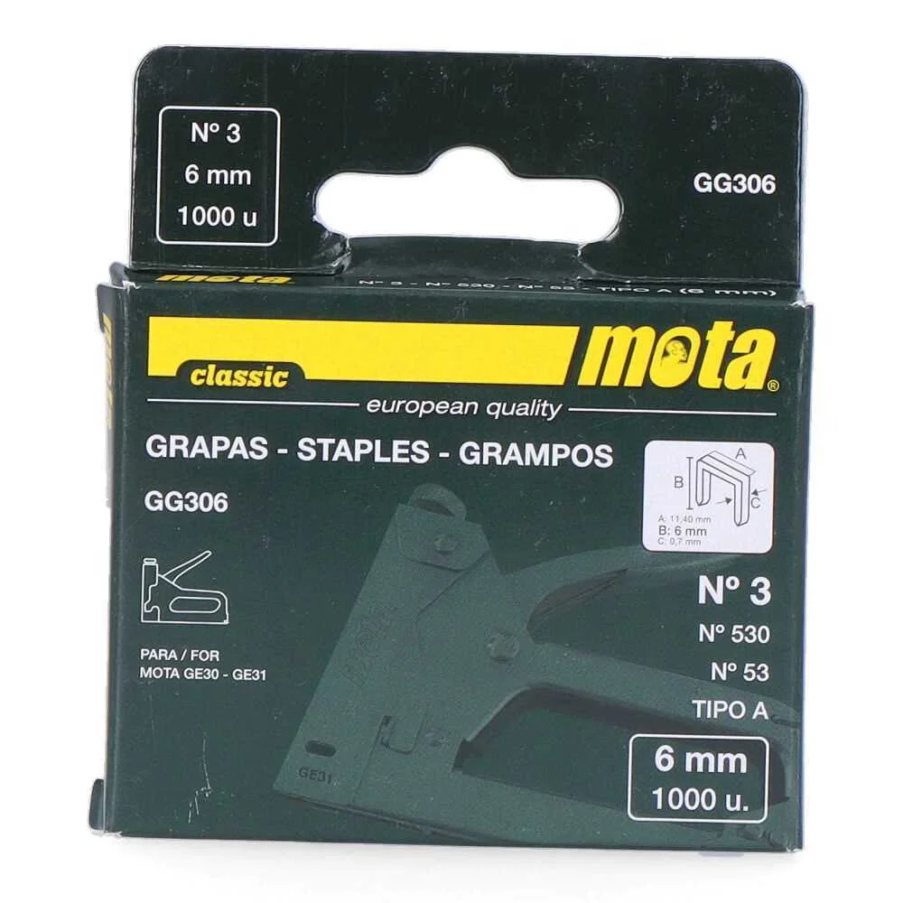 GRAMPOS N&Uacute;MERO 3 DE 6mm 1000 UNI GG306 MOTA