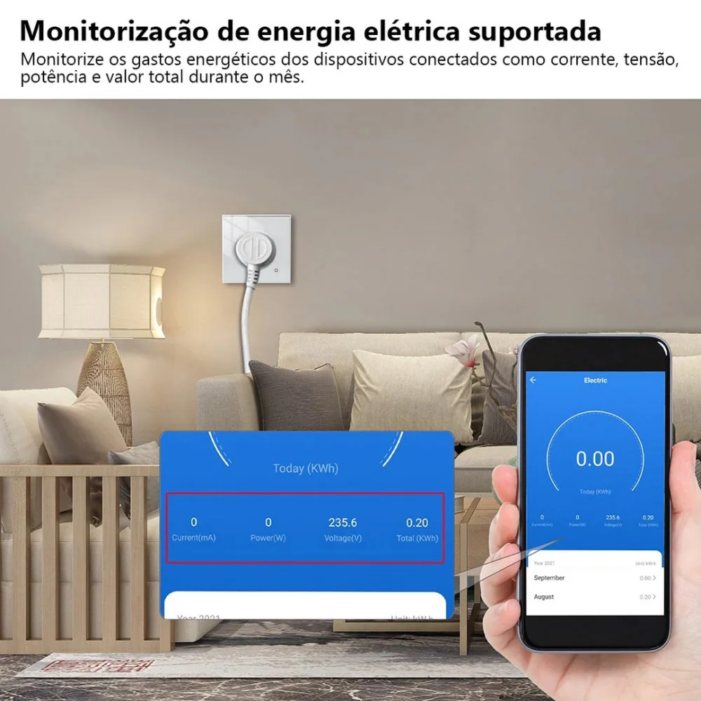 Tomada de Parede Wifi Tuya 16a