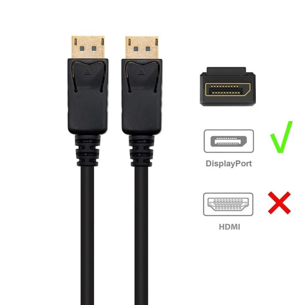Cabo Displayport V1.2, 4k @ 60hz, A/A Awg32, 2.0m.