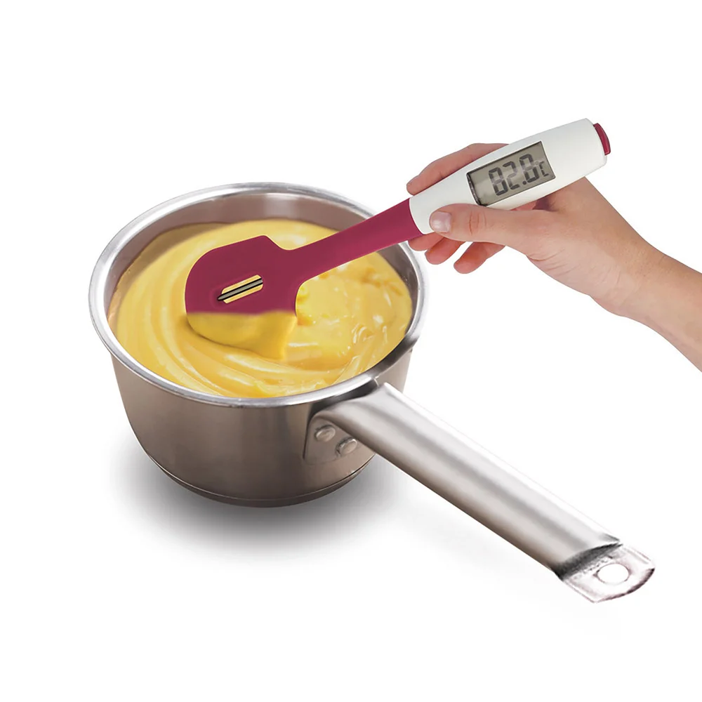 Esp&aacute;tula de Silicone com Term&oacute;metro Digital Extra&iacute;vel 30cm Metaltex