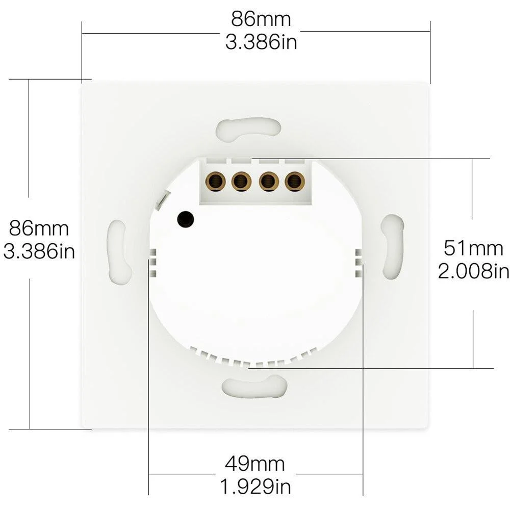 Interruptor Wifi + Rf433 de Parede Touch Vidro 1 C