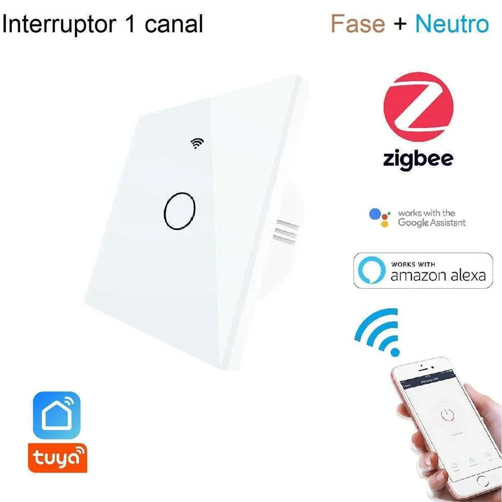Interruptor de Luz 1 Gang Zigbee Touch de Parede Z