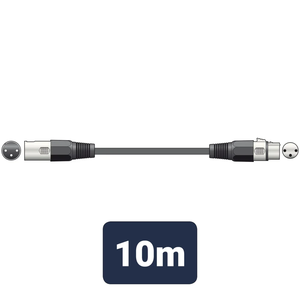 Cabo Xlr Femea para Xlr Macho 10m Dmx