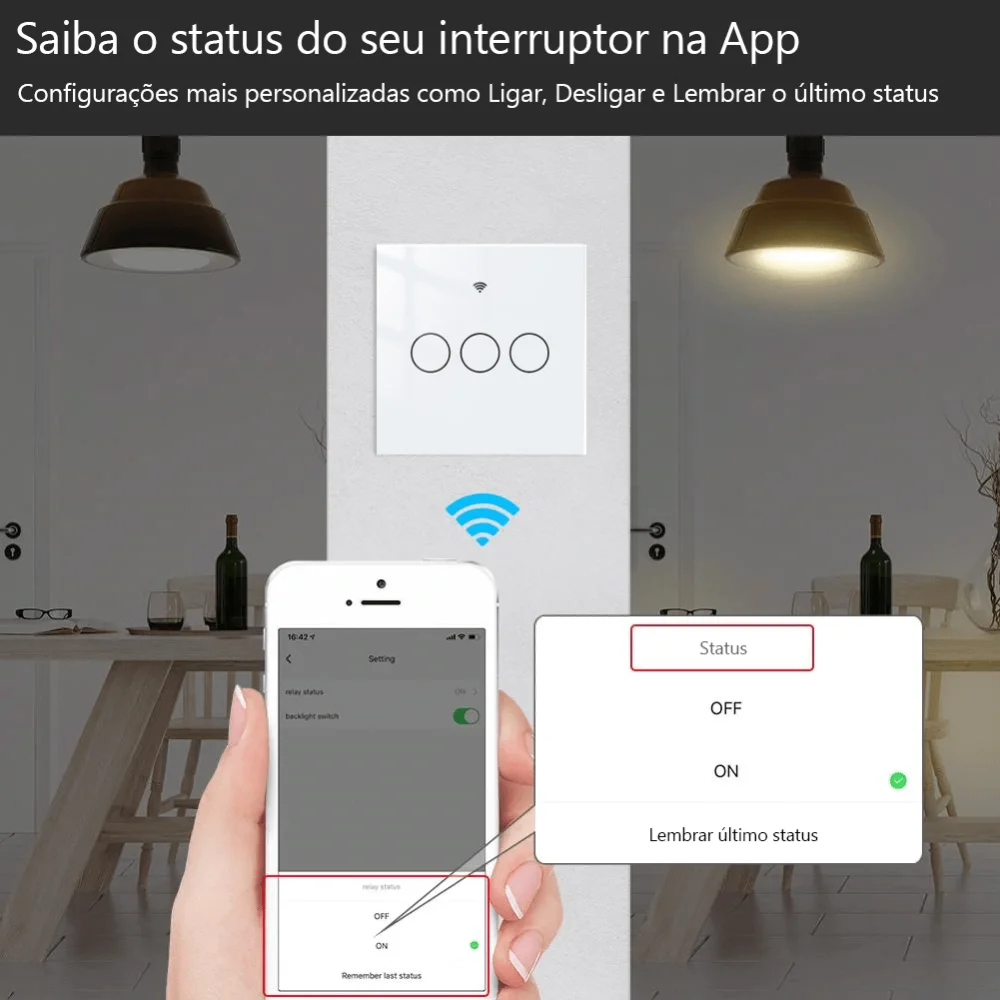 Interruptor de Luz T&aacute;til 3 Canais ZigBee