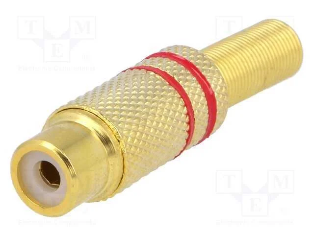 Conector Rca F&ecirc;mea Metal Dourado / vermelho