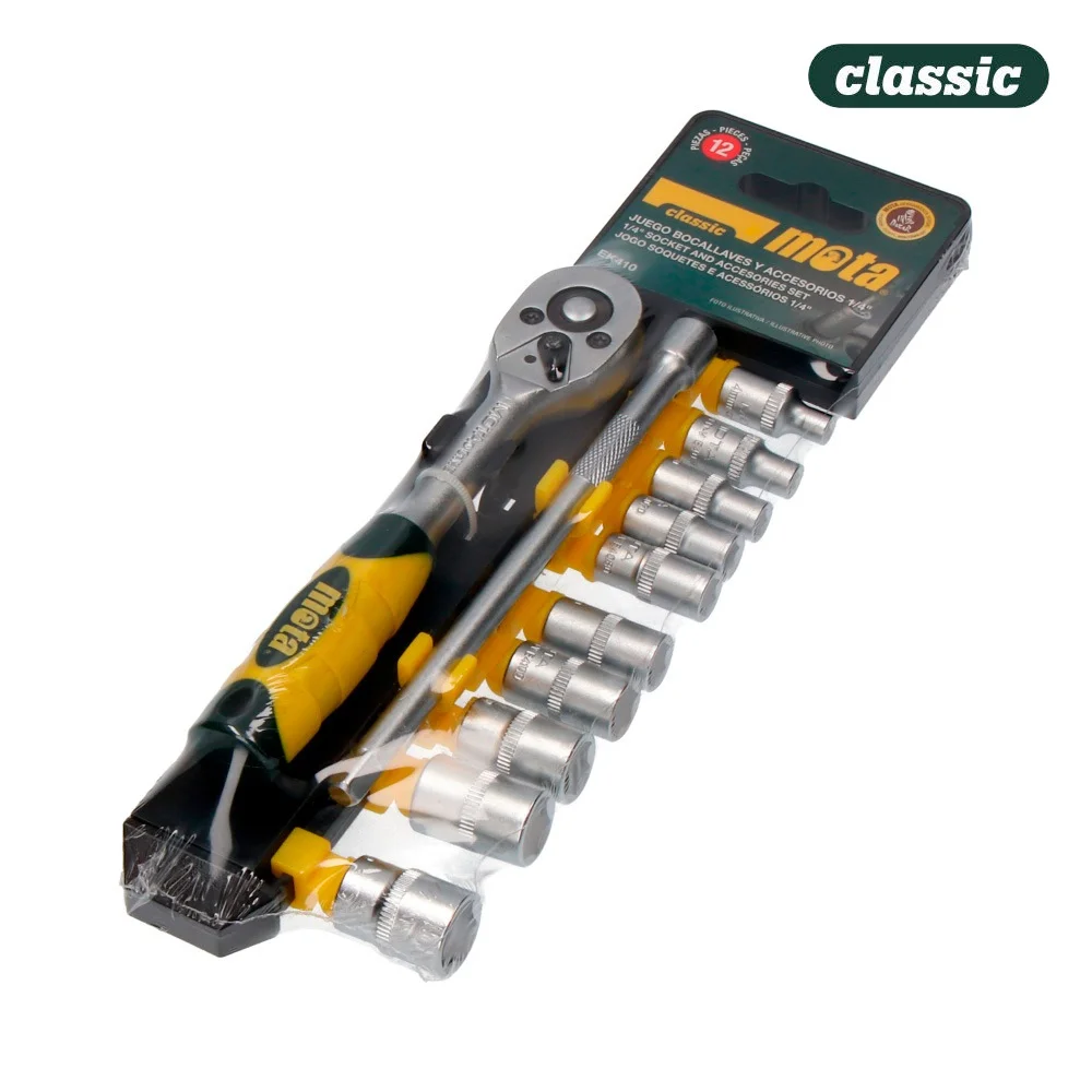 JUEGO 12 PCS DE BOCALLAVES Y ACCESORIOS DE 1/4" C.