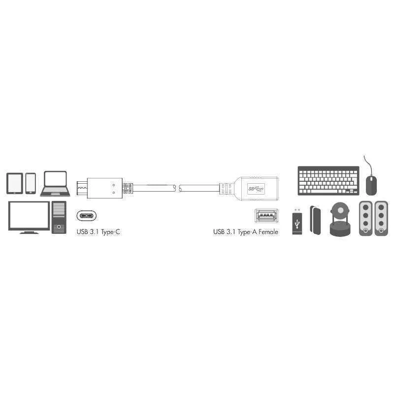 Cabo Adaptador Usb 3.1 Tipo C Macho a Tipo a Femea L Logilink