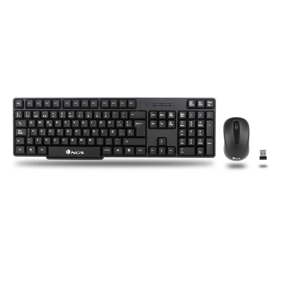 Pack Teclado Ingl&ecirc;s + Rato &Oacute;tico 1200dpi Euphoria Kit Preto - Ngs